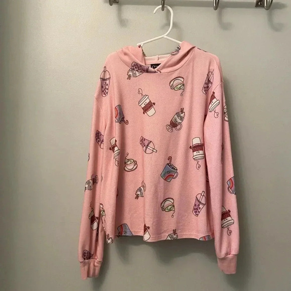Art class target pink hot chocolate tea coffee hoodie sweatshirt top medium m 8 - Picture 1 of 9